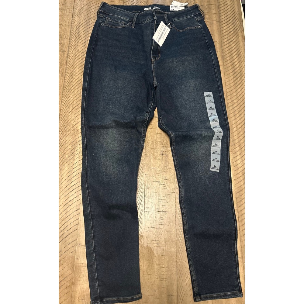 NOT AVAILABLE Old Navy Dark Wash High Waisted Straight Womens Denim Pants